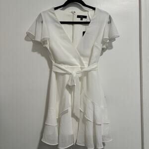 Lulus Sweet Like You White Ruffled Mini Dress XS NWT